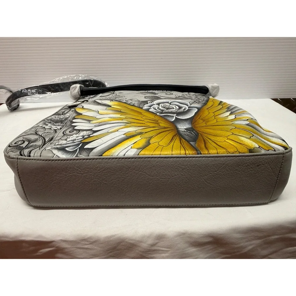 Anuschka Hand-Painted Leather Hobo PURSE w/ Coin Pouch $299.00 GUARDIAN ANGEL